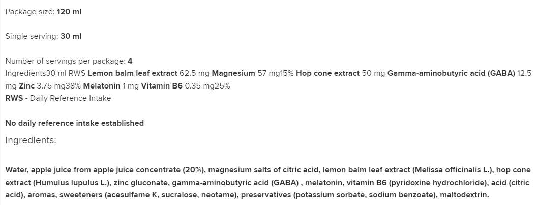 Słodkich snów disparo | Para dormir y relajarse 120 ml