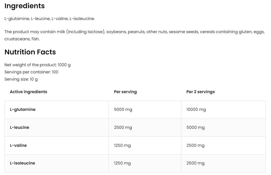 BCAA + GLUTAMINE Powder - 200 grams
