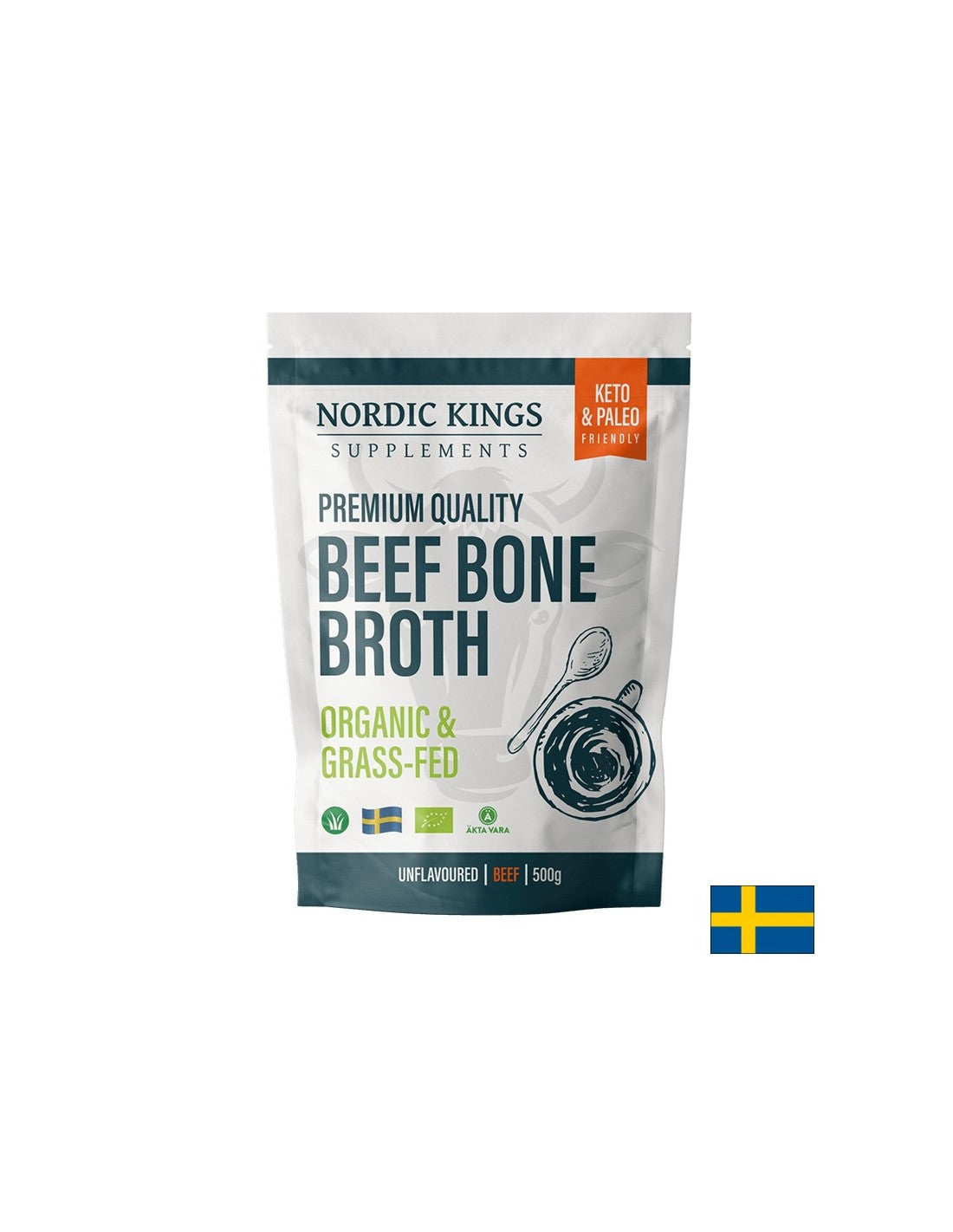 Beef bone broth, unflavored (Organic), 500 g powder Nordic Kings - Nutra Best Europe