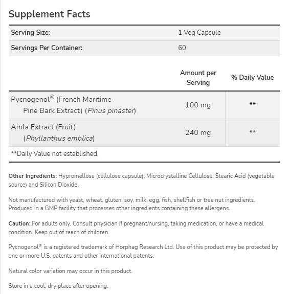 Pycnogenol 100 mg - 60 capsules
