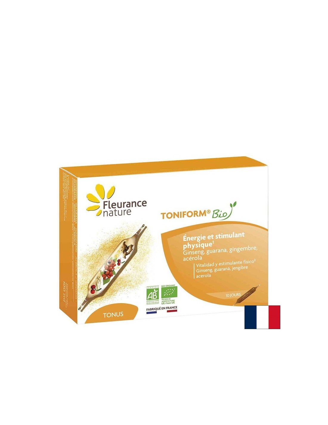 Tone and Energy - Toniform Bio, 10 ampoules for drinking Fleurance Nature - Nutra Best Europe