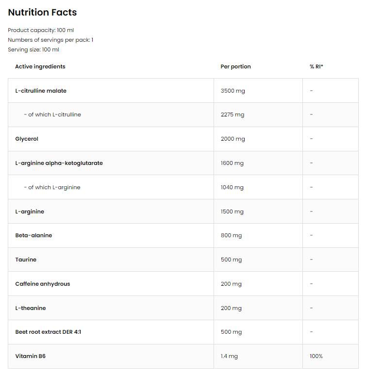 Pomp Nitro Shot | Pre -workout - 100 ml