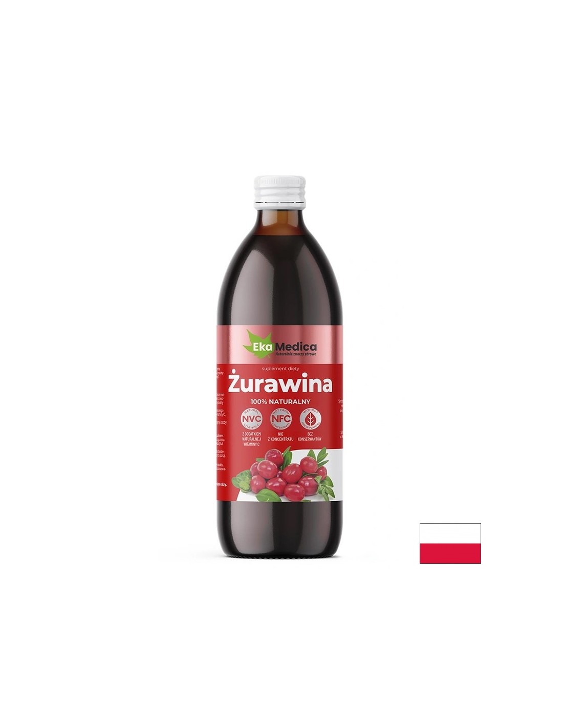 Cranberrysap met kamu-camu en natuurlijke vit. Met - urinaire gezondheid en immuniteit, 500 ml, 10 of 20 doses