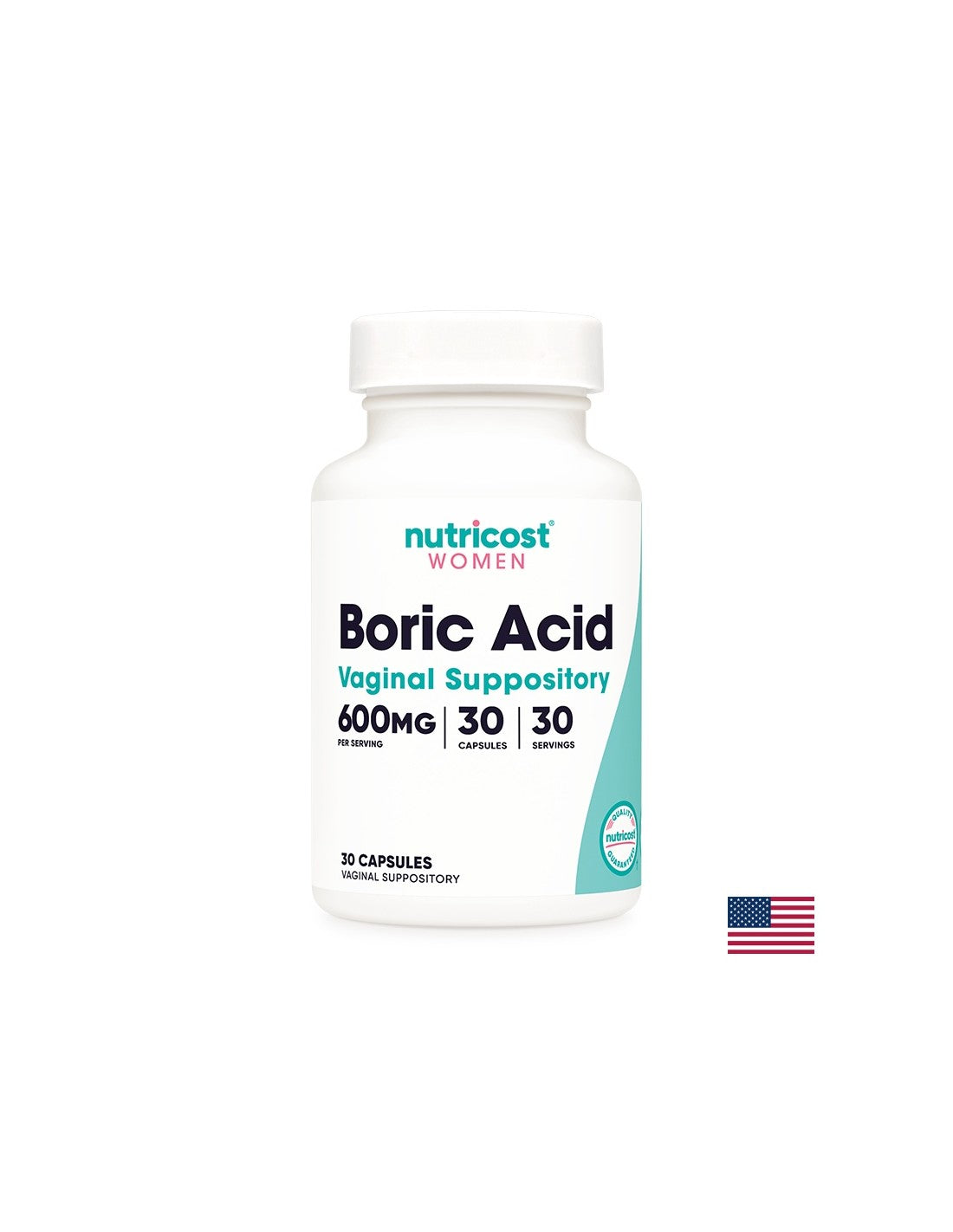 Vaginal infections - Boric acid, 600 mg x 30 vaginal capsules Nutricost