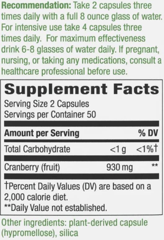 Cranberry Fruit 465 mg - 100 capsules