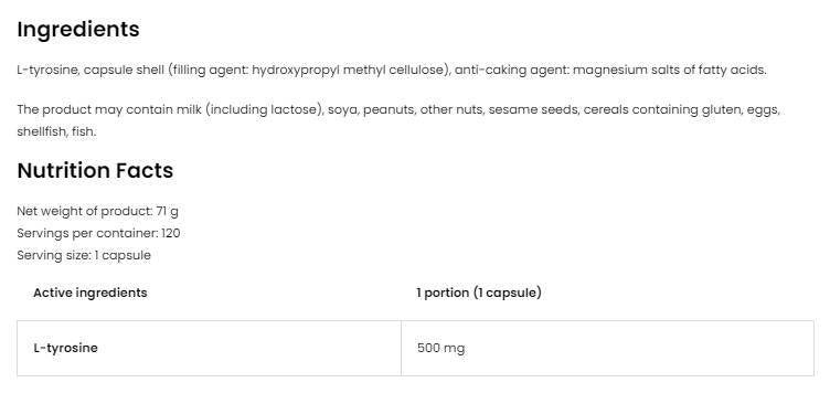 L-tyrosine 500 mg 120 Kapselen