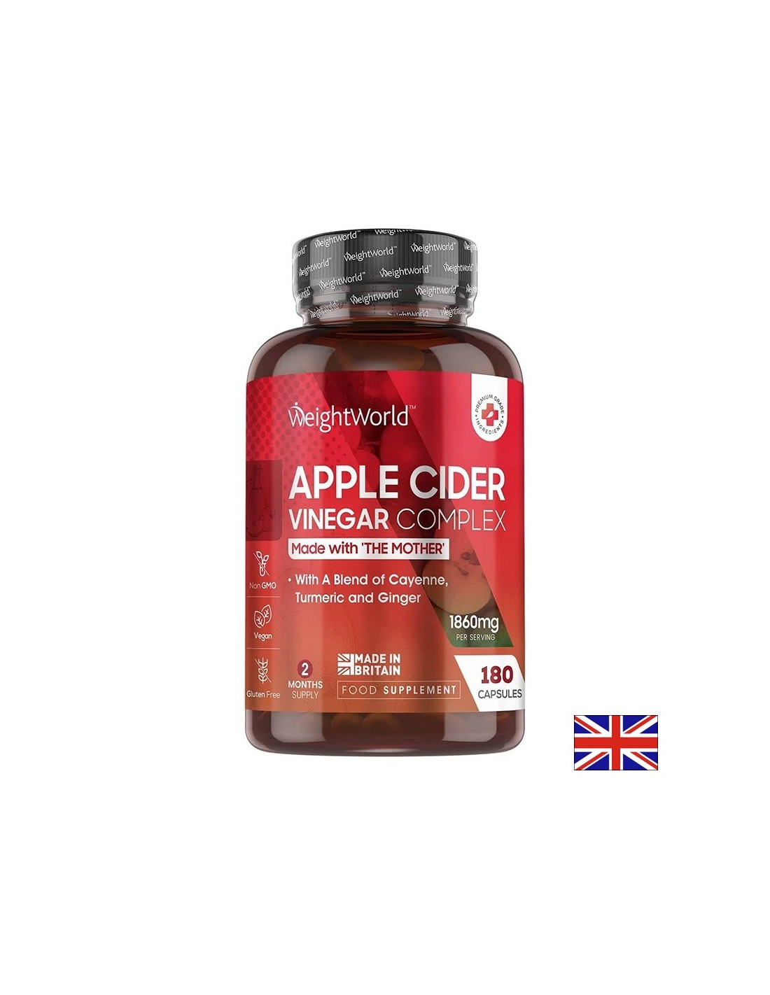 Healthy weight reduction - Apple cider vinegar complex, 180 capsules Weight Worl - Nutra Best Europe