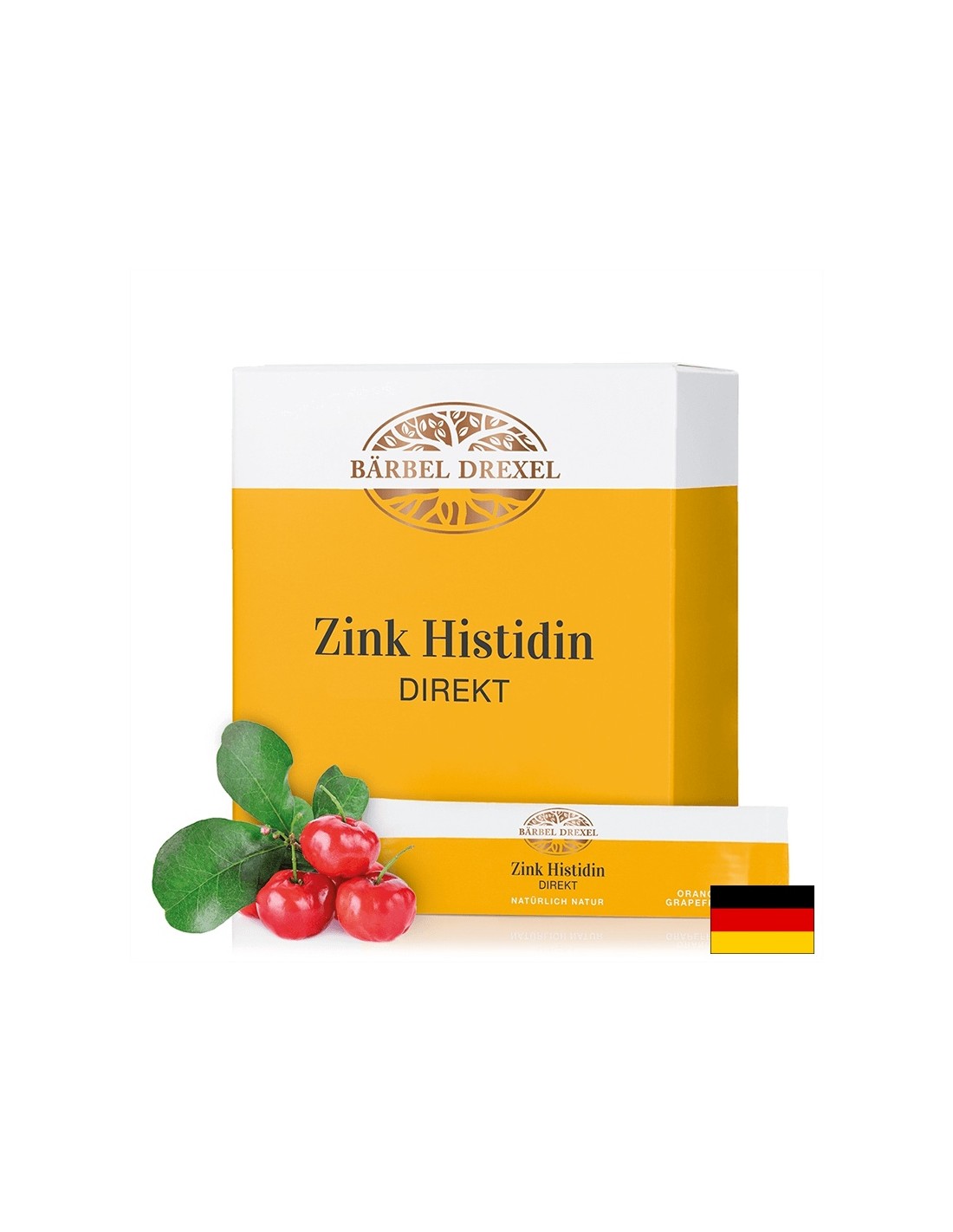 Zink hisdinas direkt / cinkas, histiidinas ir vitaminas C, 30 paketėlių x 2 gr / su oranžiniais skoniais ir greipfrutų bärbel drexel