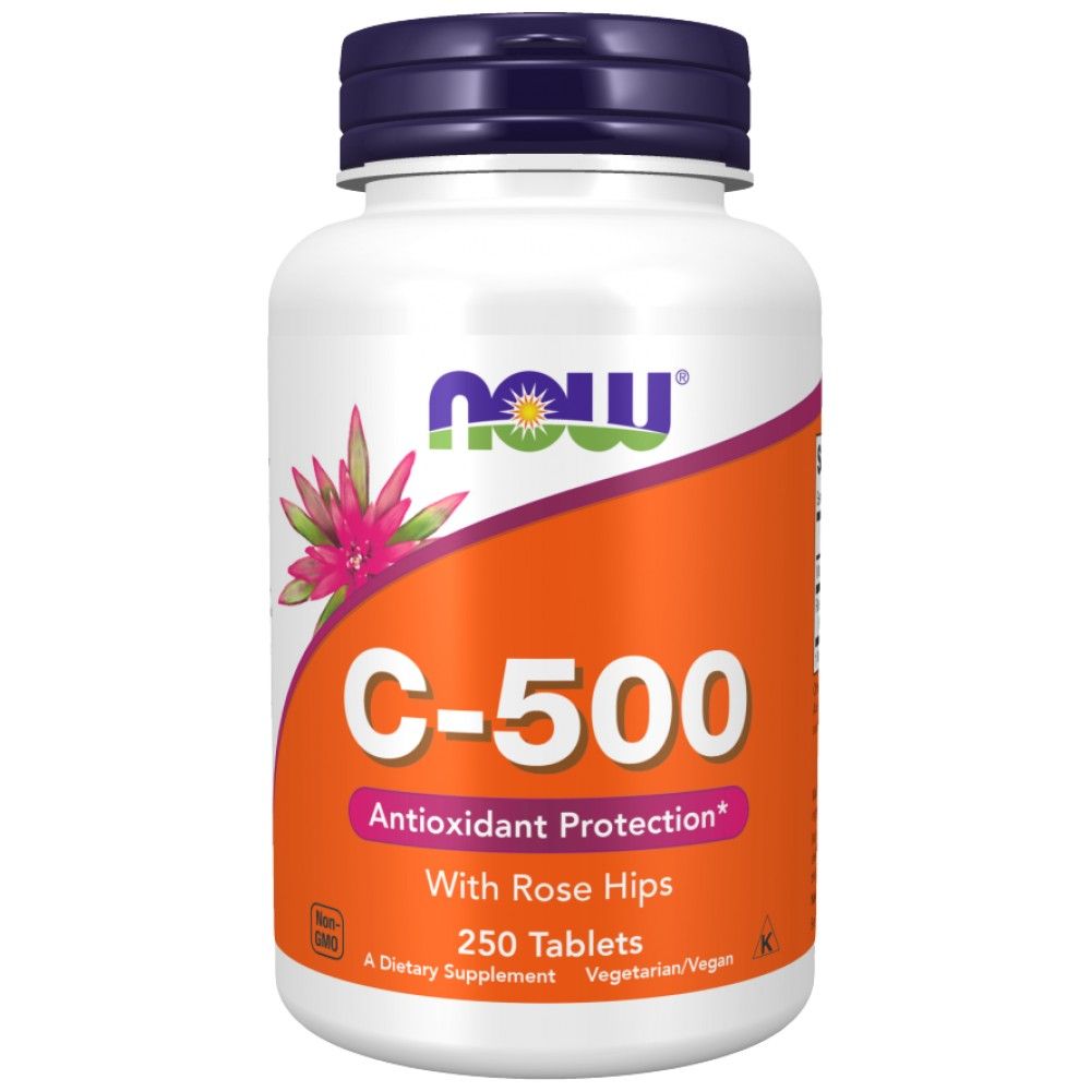 Vitamina C -500 com quadris de rosas - 250 comprimidos