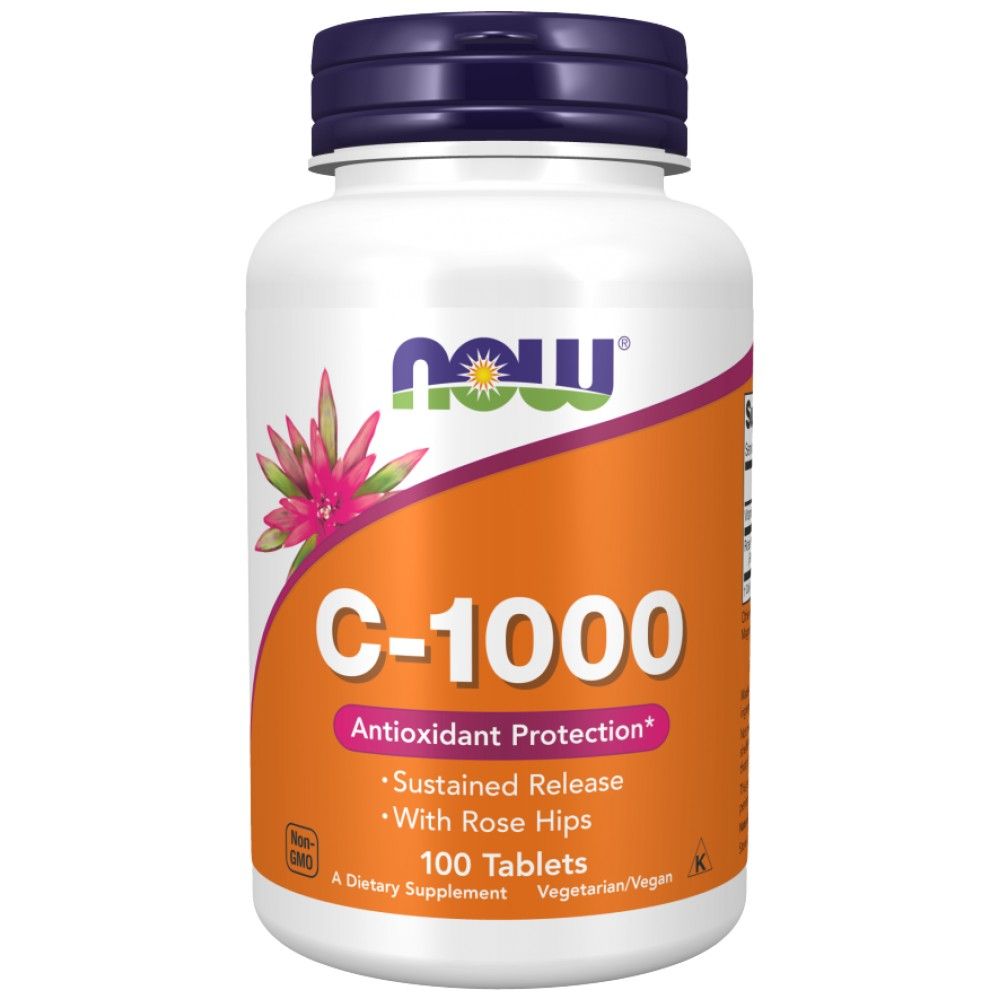 Vitamin C -1000 mat Rose Hüften / nohalteg Verëffentlechung - 100 Pëllen