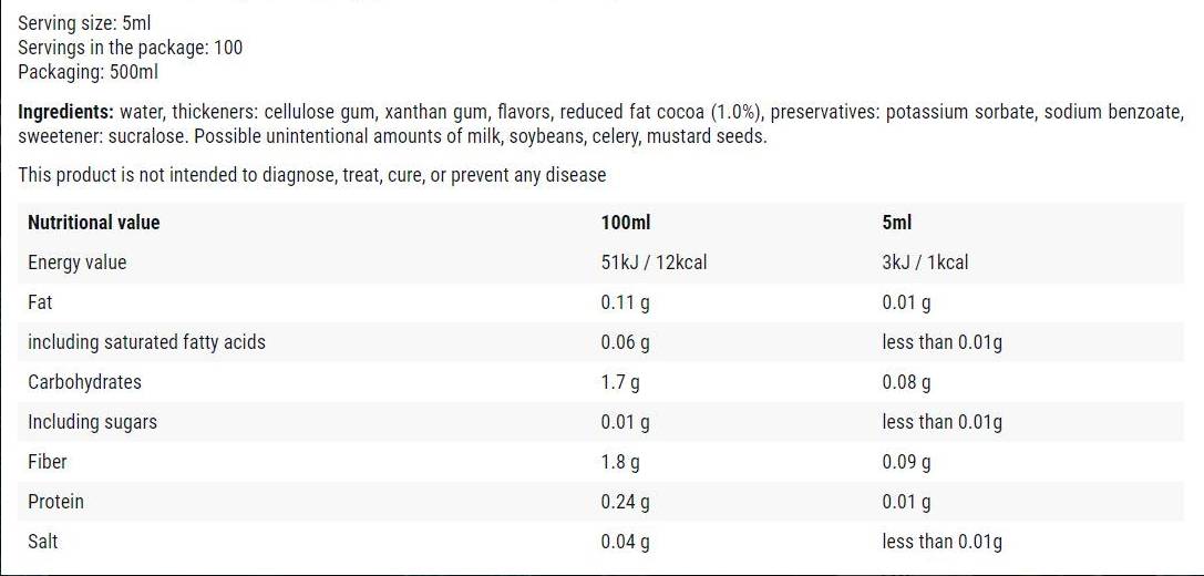 Chocolate Nut / 0 Calorie Syrup - 500 ml