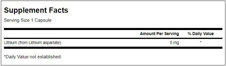 Lithium Aspartate 5 mg 100 capsules