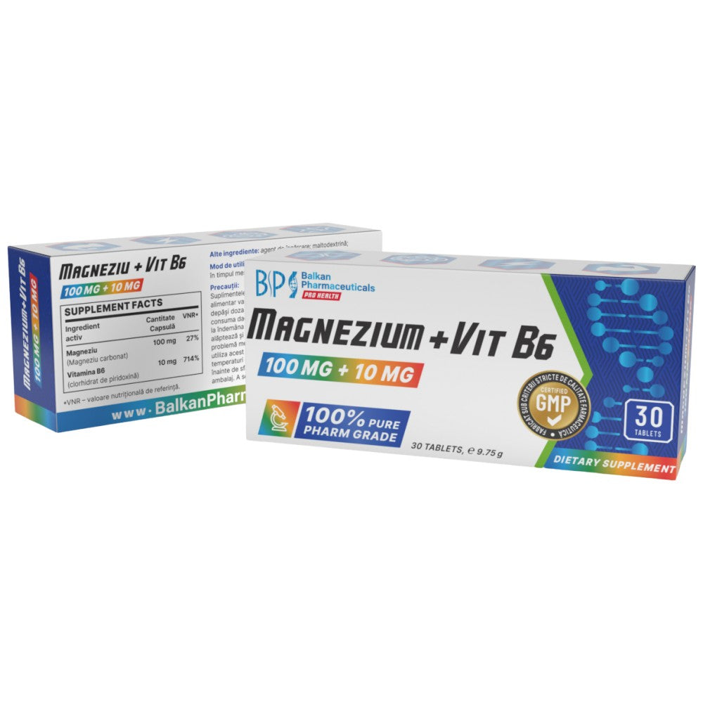 Magnesio 100 mg + vitamina B6 10 mg - 30 tabletas