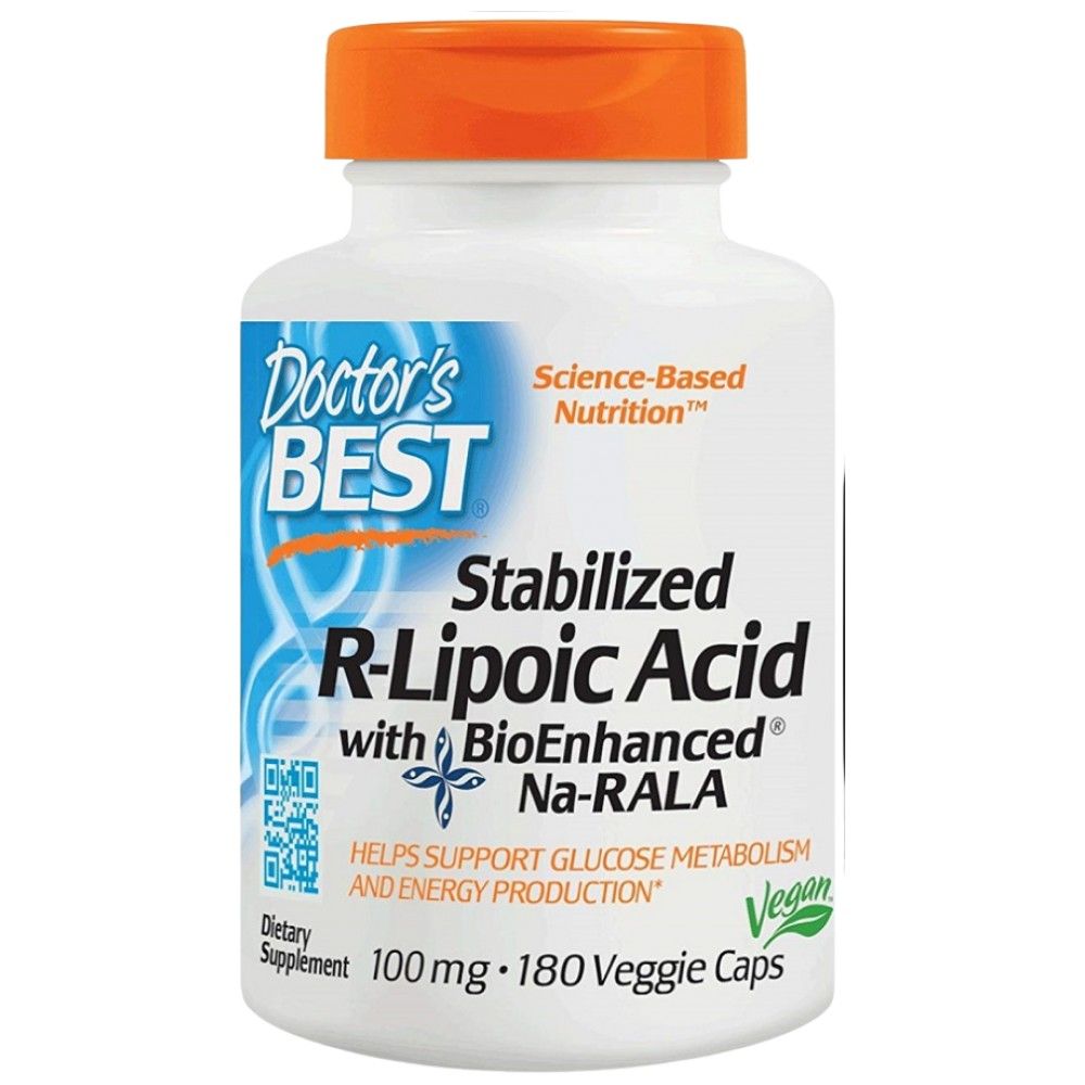 Geriausia R-LIPOIC rūgšties / stabilizuota Na-R-ALA 100 mg-180 kapsulės