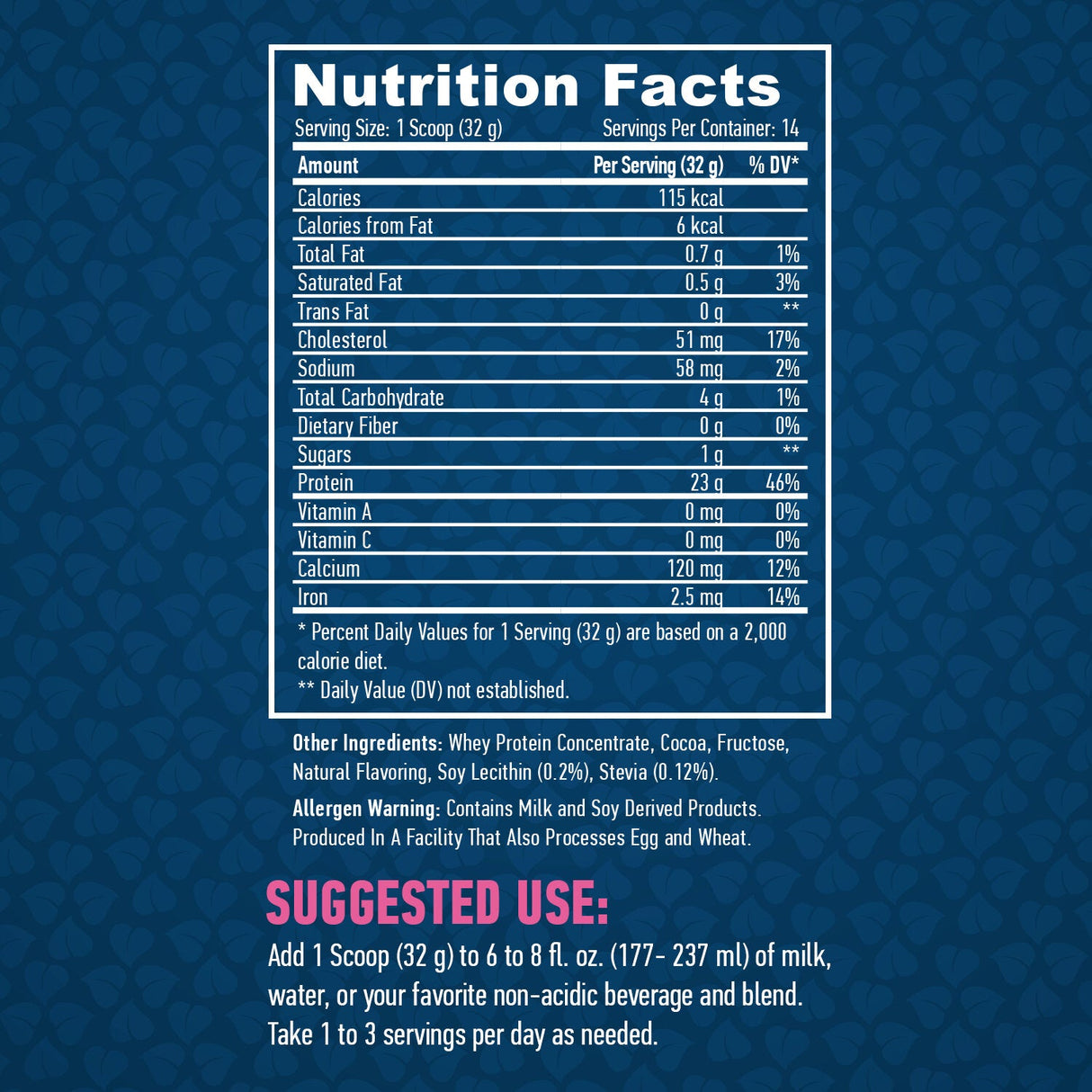 100% All Natural Whey Protein / Natural Cacao - 0.454 kg