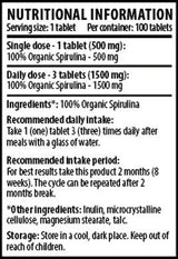 Spirulina 100% orgânica - 100 comprimidos