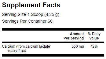 100% puur en zuivelvrij calciumlactaatpoeder 255 gram