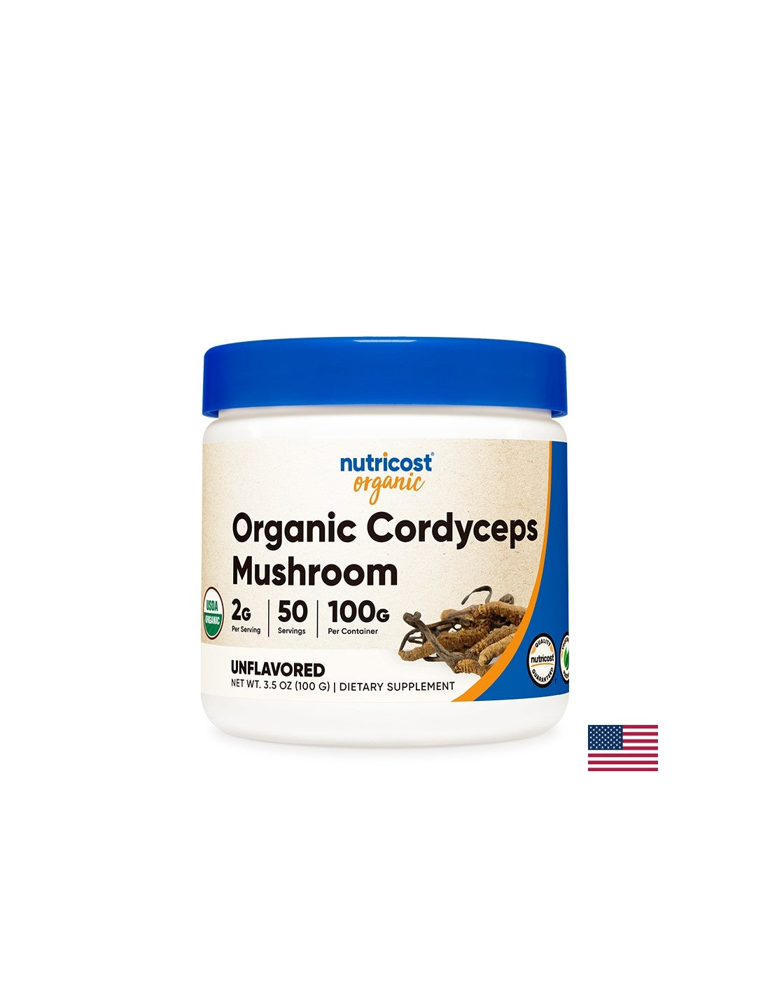 For fatigue and stress - Cordyceps Organic, 100 g, Nutricost powder