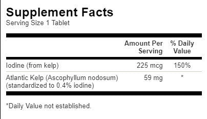 Kelp /Iodine Source/ 225mcg. / 250 Tabs. - 0 - Feel You