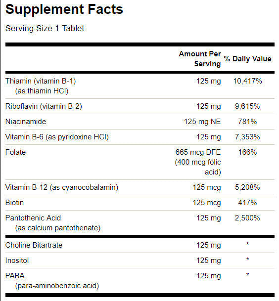 Vitamin B-125 Complex / 100 Tabs. - 0 - Feel You