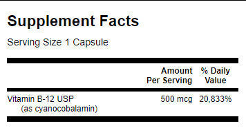 Vitamin B-12 500mcg. / 30 Caps - 0 - Feel You