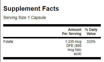 Folic Acid 800 mcg - 250 капсули - Feel You