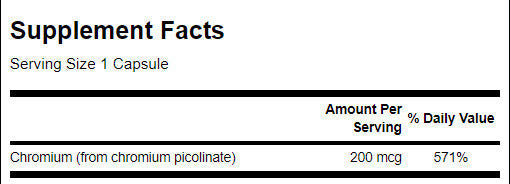 Chromium Picolinate 200 mcg - 200 капсули - Feel You