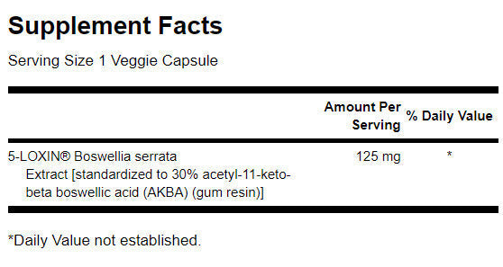 5-LOXIN Boswellia Serrata Extract 125 mg - 60 капсули - Feel You