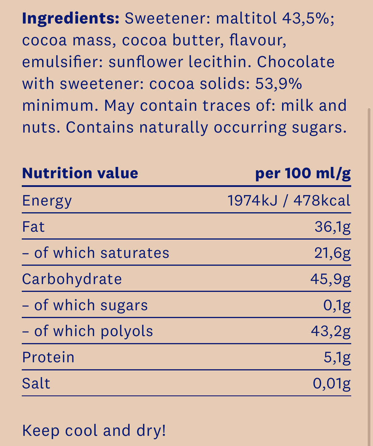 HealthyCo черен натурален шоколад 100 грама - без добавена захар и без паломово масло - Feel You