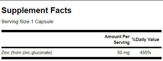 Zinc Gluconate 50mg. / 250 Caps - 0 - Feel You