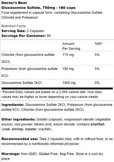 Melhor sulfato de glucosamina 750 mg - 180 cápsulas