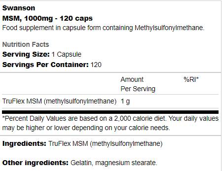 MSM 500 mg 250 cápsulas