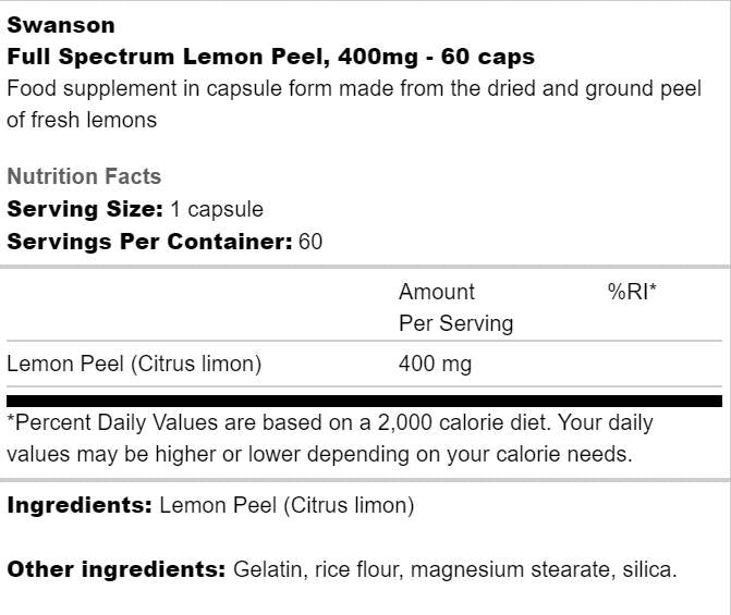 Full Spectrum Lemon Peel 400 mg 60 capsules