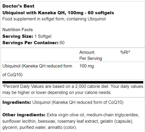 Mejor ubiquinol kaneka qh 50 mg - 90 cápsulas de gel