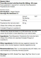 Trans-reseratrol 200 mg | Con resvinol -25 - 60 cápsulas