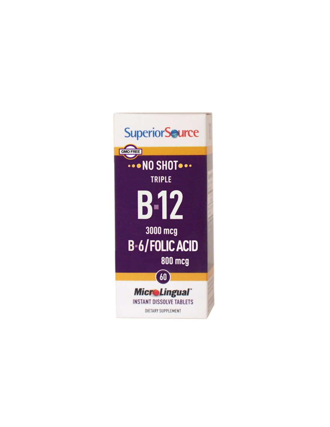 Vitamin B12, B6 and Folic Acid x 60 sublingual tablets Superior Source