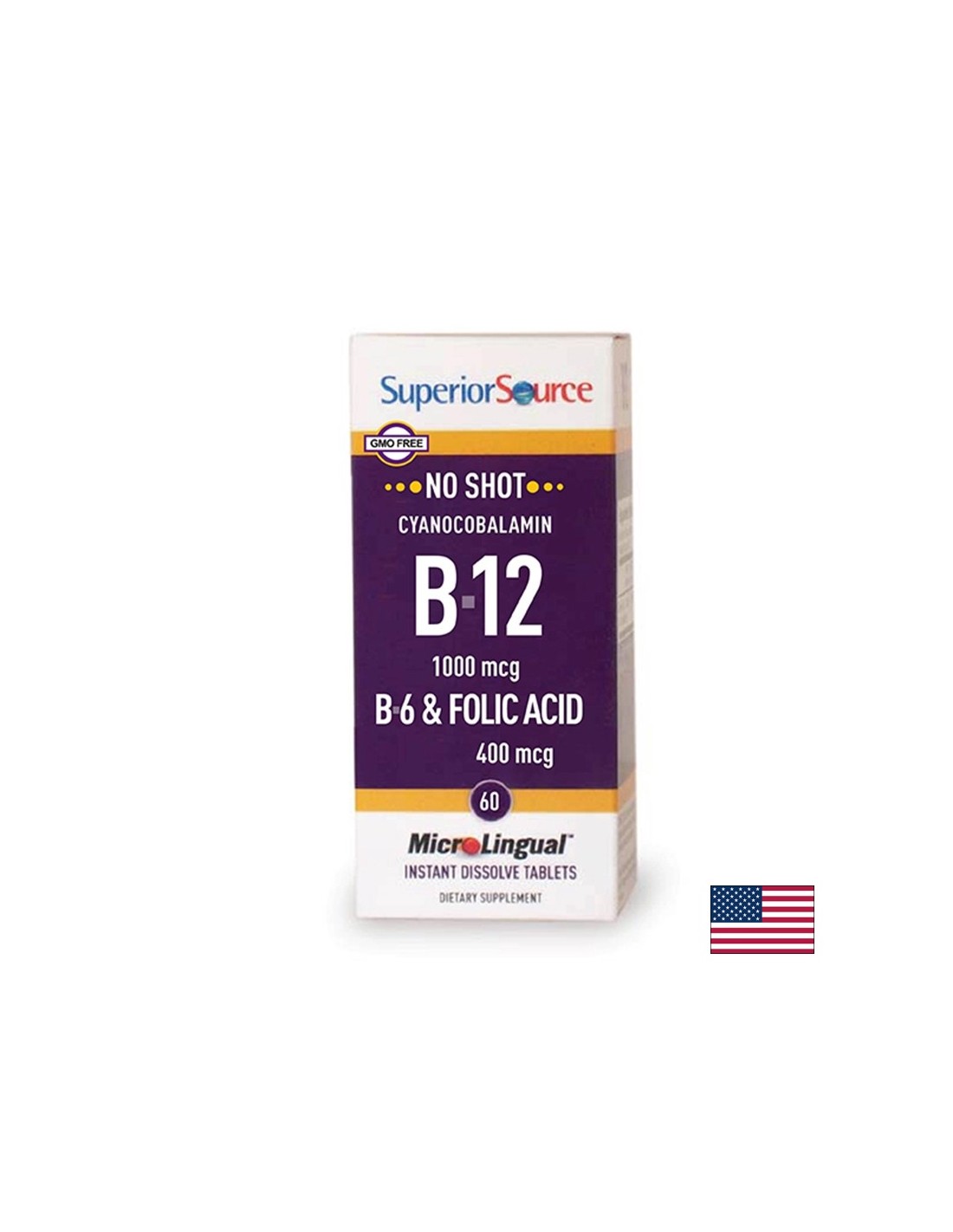 Witamina B12, B6 + Kwas foliowy, 60 tabletek podjęzykowych <tc>Superior Source</tc>