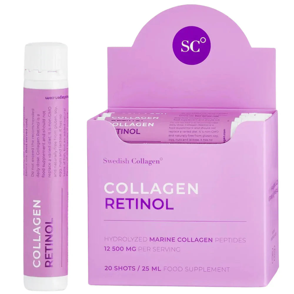 Fish Collagen 12500 mg with Retinol, Hyaluronic Acid, Biotin, MSM /20 pcs x 25 ml/ Swedish Collagen