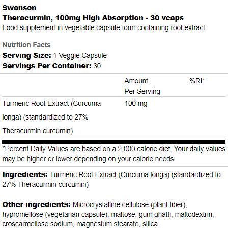 Theracurmin 100mg | High Absorption 30 capsules