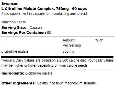 L-CITRULINE Malate Complex 750 mg 60 capsules