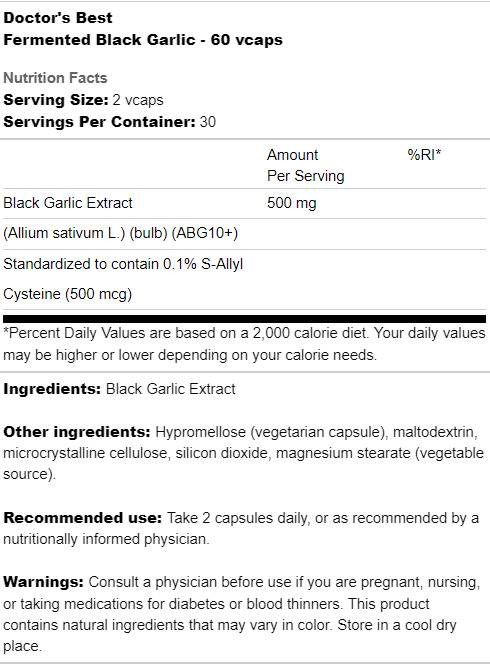 Best Fermented Black Garlic - 60 capsules