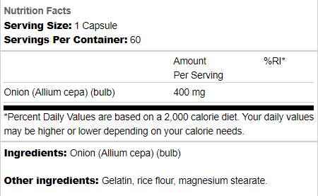 Bulbo de cebola de espectro completo 400 mg 60 cápsulas