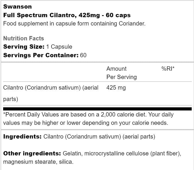 Voll Spektrum cilantro 425 mg 60 Kapselen