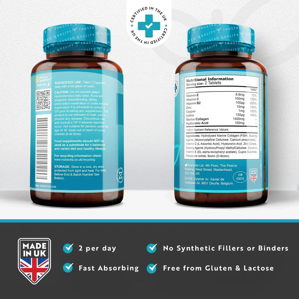 Fish Collagen 1400 mg with Hyaluronic Acid 100 mg 120 tablets