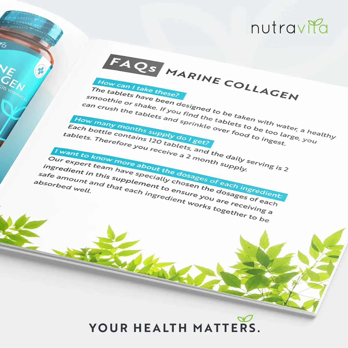 Fish Collagen 1400 mg with Hyaluronic Acid 100 mg 120 tablets