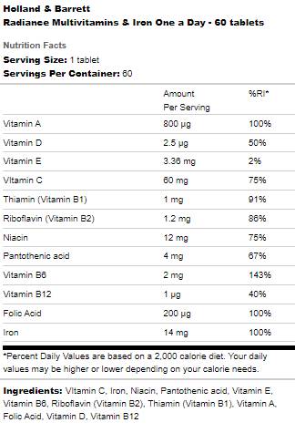 Radiance Multivitamins & Iron | Één per dag - 60 tabletten