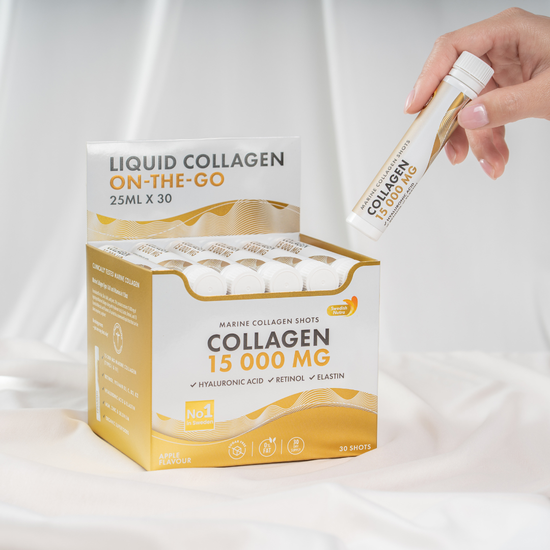 Collágeno de pescado 15,000 mg con retinol, elastina e ácido hialurónico - 30 x 25 ml