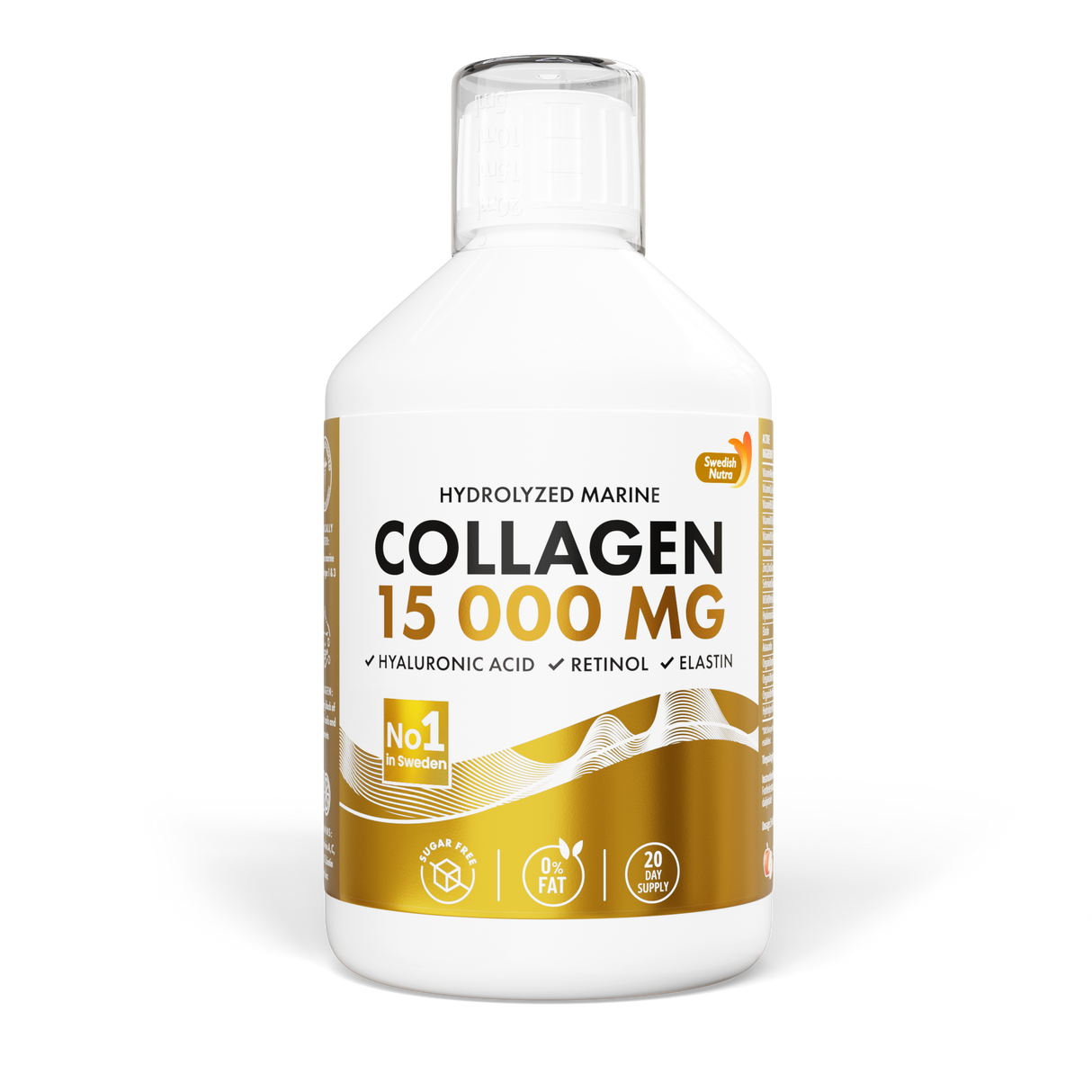Fish Collagen 15,000 mg with Retinol, Hyaluron, Elastin - 500 ml