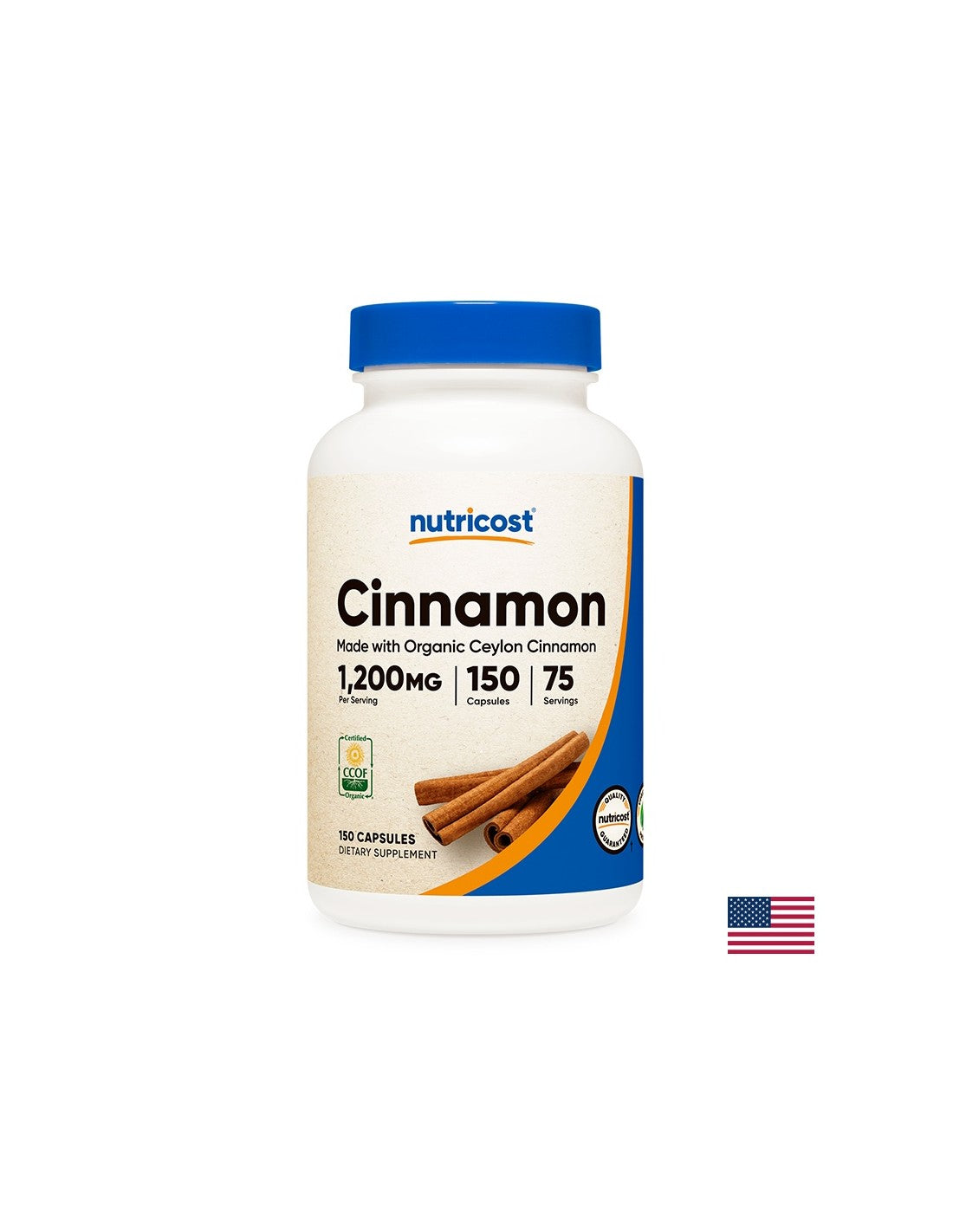 Control de azúcar en sangre para la diabetes - Canela de Ceilán 150 cápsulas <tc>Nutricost</tc>