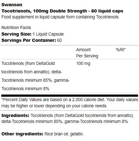 Double Strength Tocotrieneols 100 mg 60 gel capsules